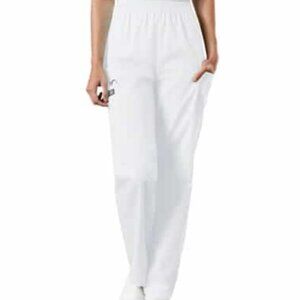 Cherokee Workwear Women's 4-Pocket Elastic Waist Utility Scrub Pants in White